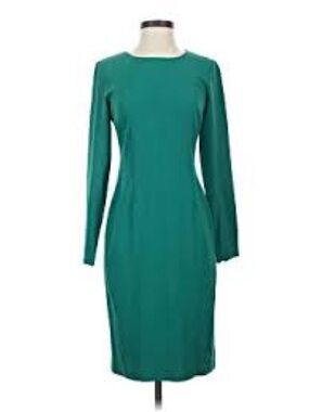 Daniel Cremieux Teal Long-Sleeve Midi GREEN Sheath Dress
